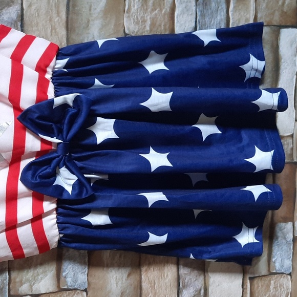 Kids Patriotic Holiday Summer Sleeveless Stars Stripes Dress Youth Girl 4-5 - Picture 5 of 5